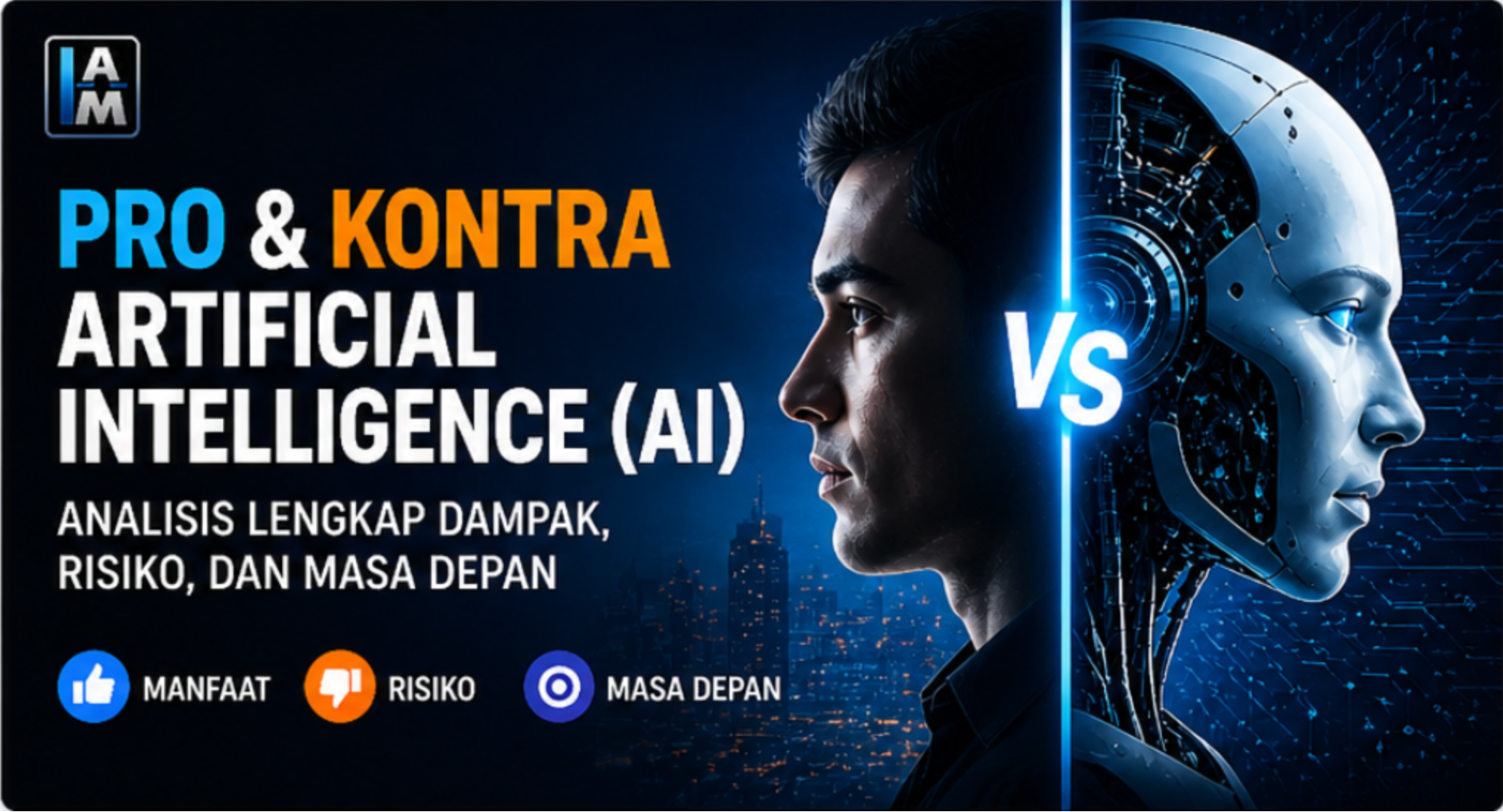 Banner Pro dan Kontra AI Modern Futuristic