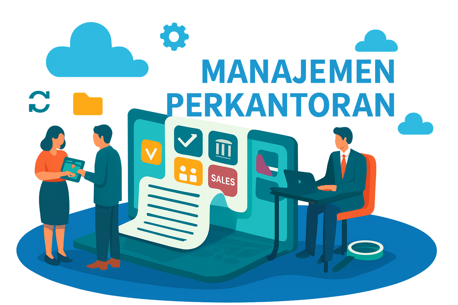 Logo Produk Managemen Perkantoran mempermudah usaha anda.
